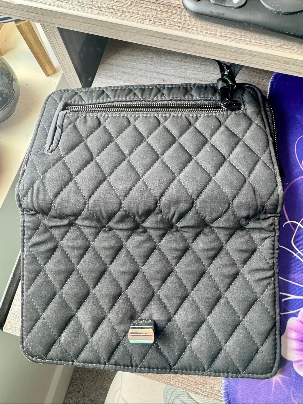 Vera Bradley Black Quilted Crossbody and Matching Wallet.